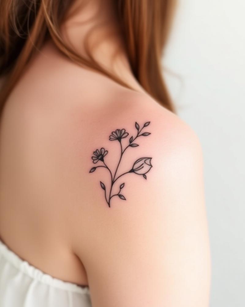 Wildflower Sprig — Fine Line tattoo by Eli Kade