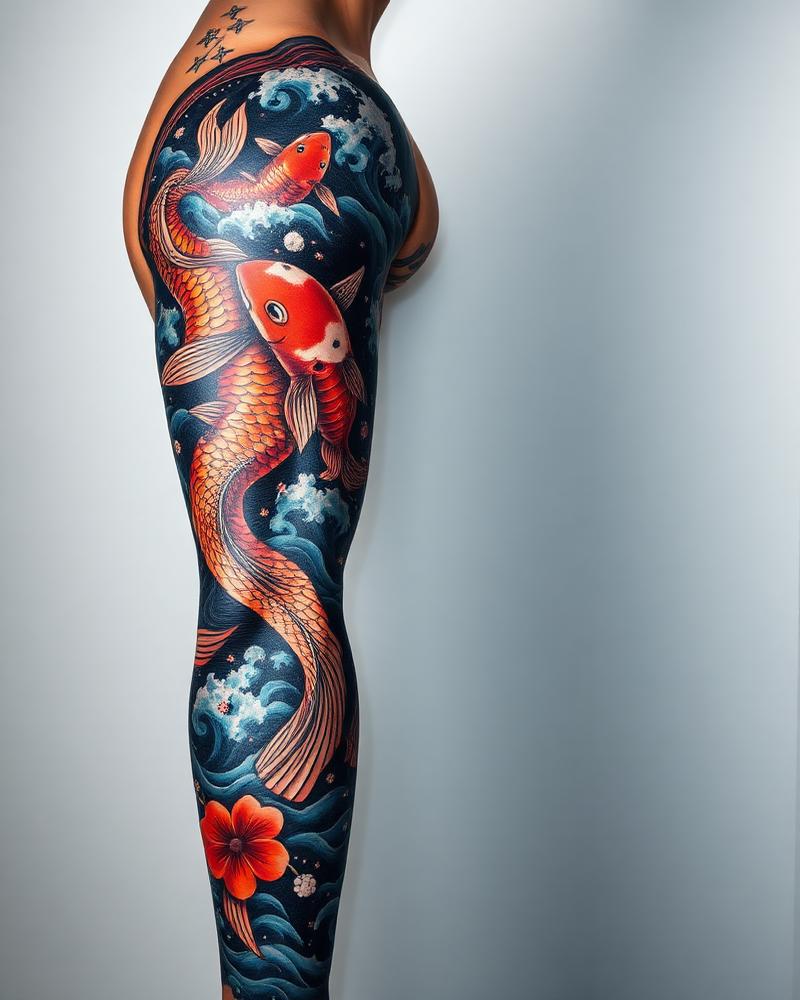 Koi Sleeve — Japanese tattoo by Mara Voss