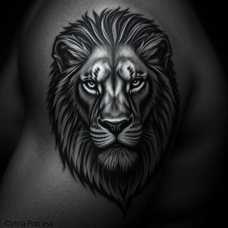 Lion Portrait — Realism tattoo by Mara Voss